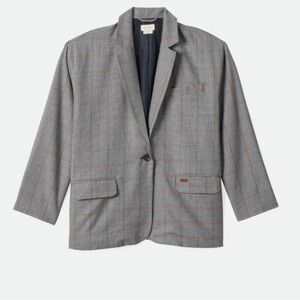 BRIXTON AXL Oversized Plaid Blazer - Black/Off White/Tan - Size M